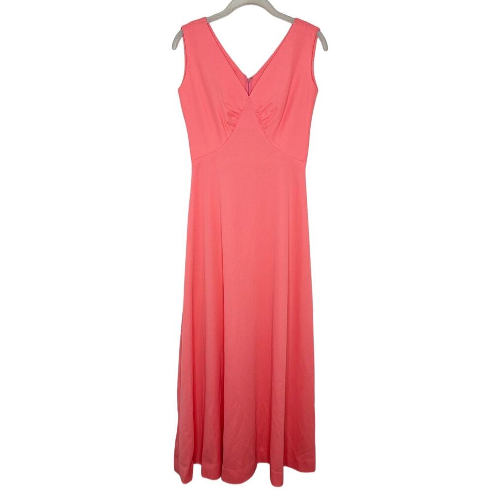 Vintage Miss Rubette Pink Sleeveless V Neck Maxi Dress Gown Sz 10